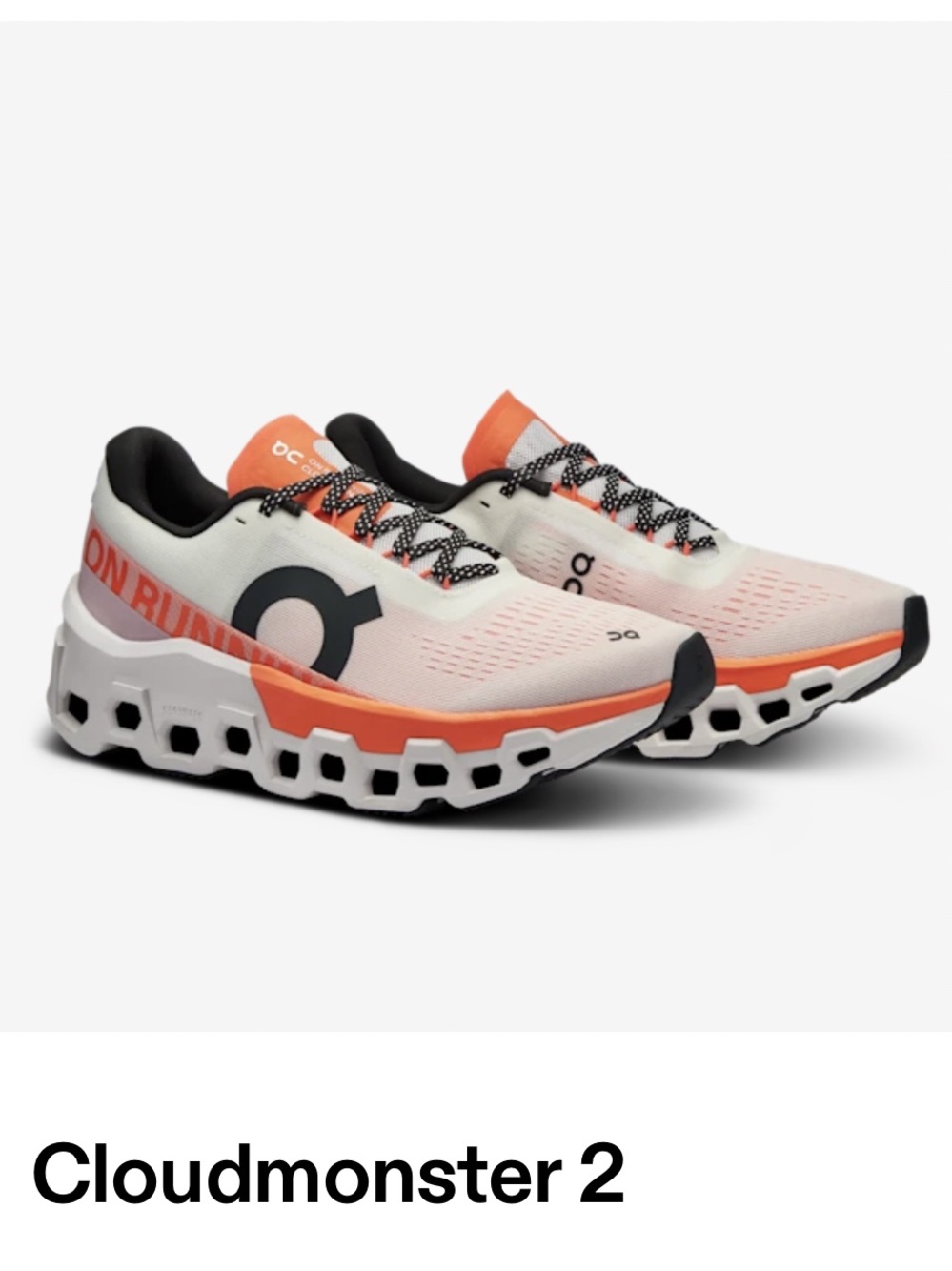 On Cloudmonster 2 Womens Size 9M Running Undyed White/Flame 3WE10111527 XLNT